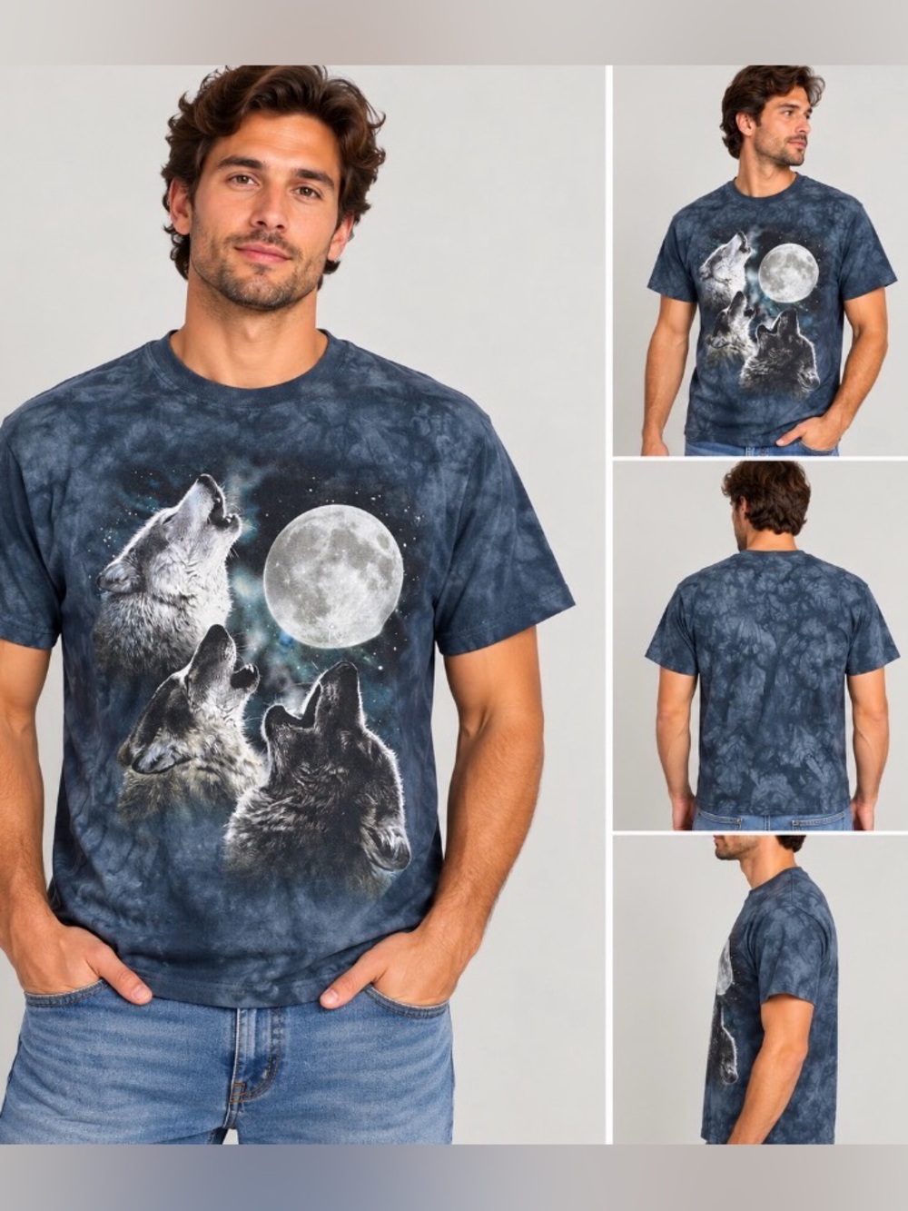 The Mountain Wolves Moon Tie Dye Graphic T Shirt Men’s Medium Wolf Tee